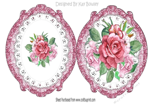 pretty rose painted roses on lace ornate frame