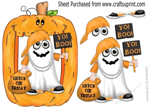 Yo! Boo, Halloween Rapper Ghost in pumkin frame A5