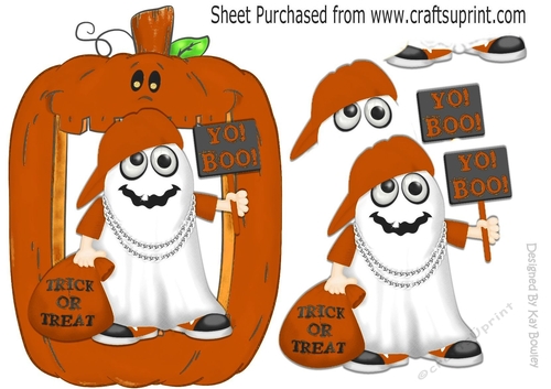 Yo! Boo, Halloween Rapper Ghost in pumkin brown frame A5