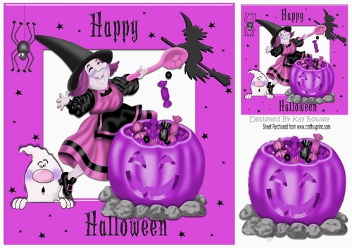 The Witching Hour For Halloween in pink with ghost and spider