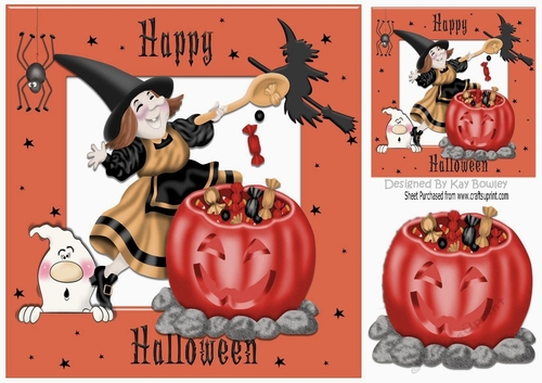 The Witching Hour For Halloween in brown with ghost and spider