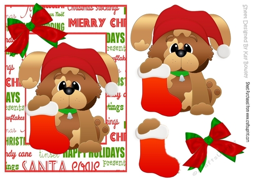 Cute puppy with his christmas stocking