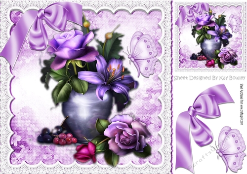Beautiful purple shade roses in a vase with grapes 8x8