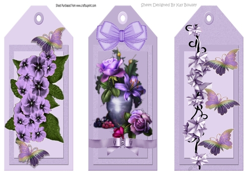Three Pretty floral  lilac bookmarks/toppers