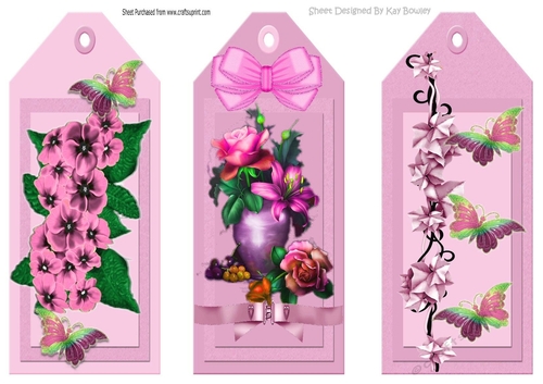 Three Pretty floral pink bookmarks/toppers