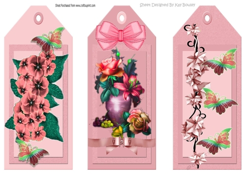 Three Pretty floral peach bookmarks/toppers