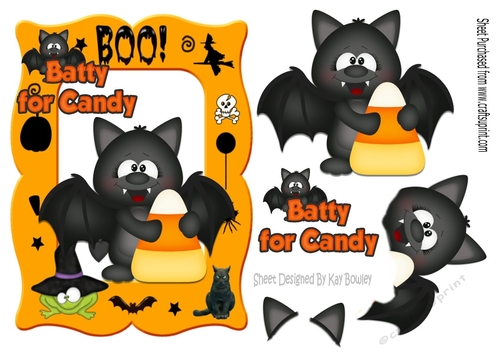 I am just batty for candy, cute bat in halloween frame