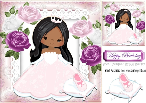 Pretty little ethnic  princess with her shoe, and roses 8x8