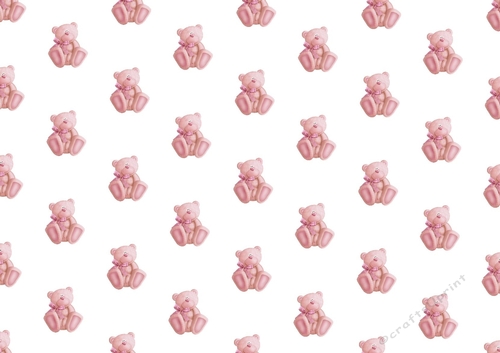 pink gingham baby bear backing paper