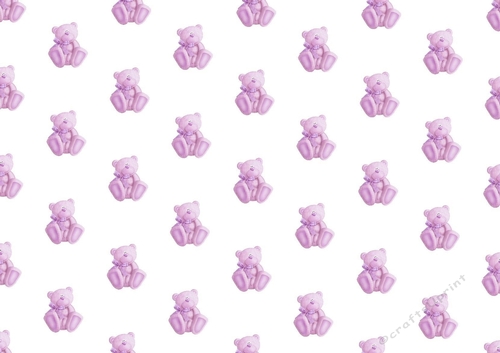 lilac gingham baby bear backing paper