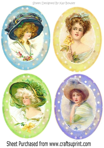 Pretty oval polkadot toppers with  vintage ladies