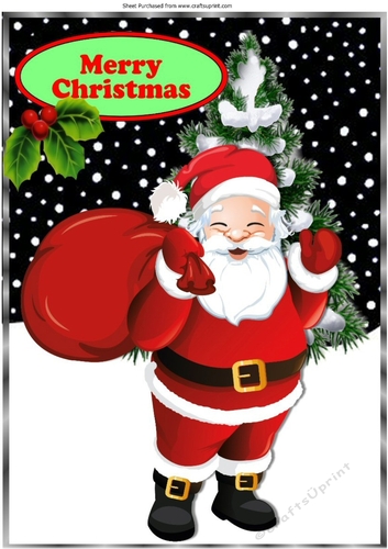 Lovely Jolly Santa with his sack of presents A4