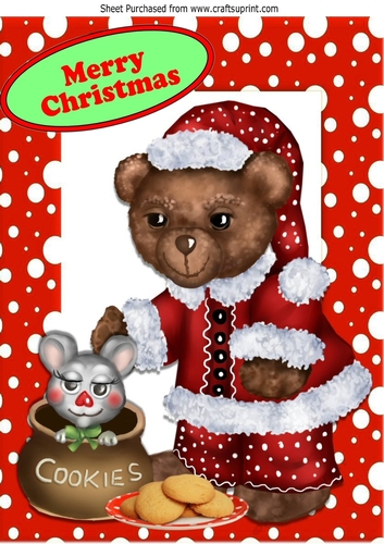 Cookie mouse with santa teddy bear A4