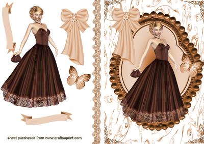 Beautiful Lady in Brown/peach Gown