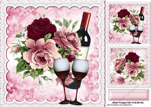 Beautiful roses with red wine in lace for that special day 8x8 frame 