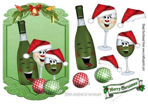 Christmas celebrations toony glasses and wine in festive frame