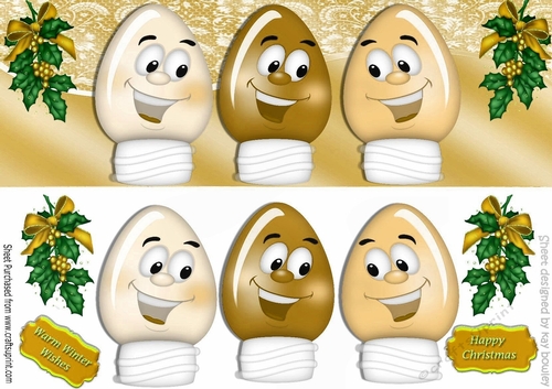 toony face christmas gold/cream lightbulbs with hollyl DL