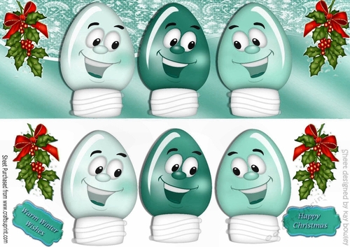 toony face christmas turq lightbulbs with hollyl DL