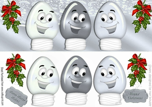 toony face christmas silver lightbulbs with hollyl DL
