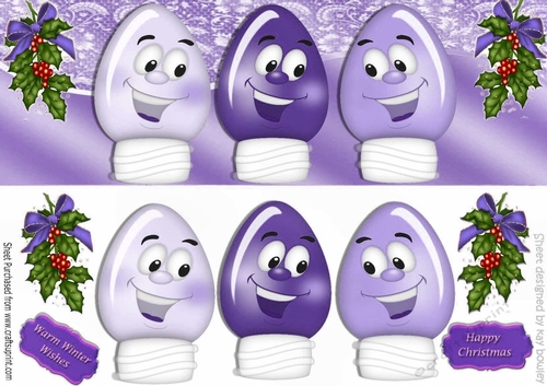toony face christmas purple lightbulbs with hollyl DL