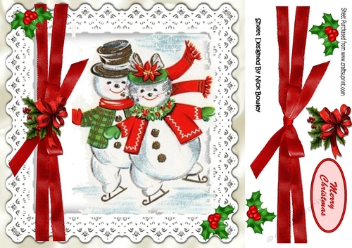 I do love to skate with you! lovely snowmen 8x8