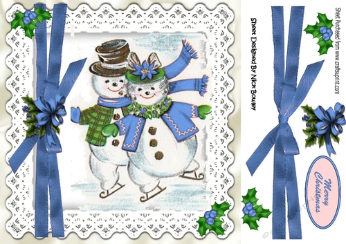 I do love to skate with you! lovely snowmen in blue 8x8