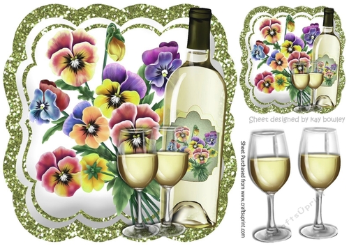 Pretty pansies with white wine 8x8