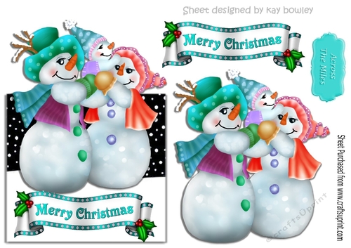 Lovely family of snowmen over the edge