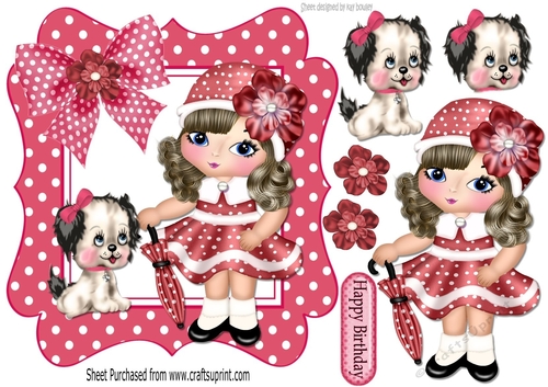 Walkies with my puppy in pink gingham frame