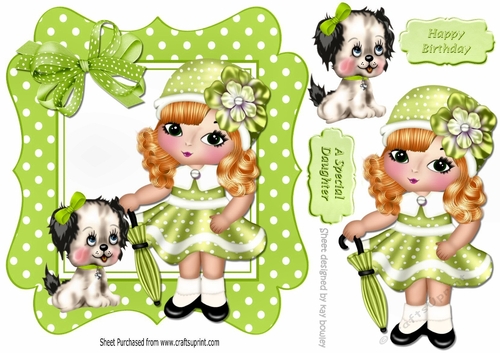 Walkies with my puppy in green gingham frame