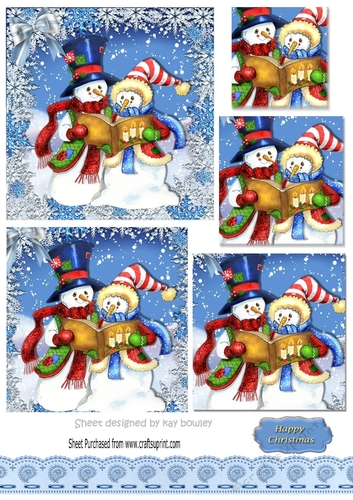 carol singing snowmen with  bow pyramids
