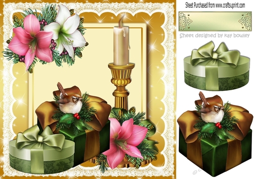 Lovely christmas gifts with robin and festive floral candlestick 8x8