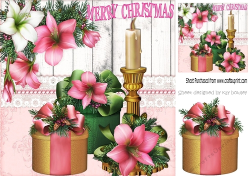 Going all pink! for christmas with floral festive candle 8x8