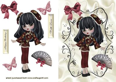 Little Oriental Girl with Fan