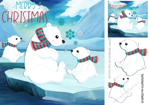 Cute white polar bears on ice 8x8
