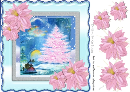 pretty pink christmas tree with pouinsettias