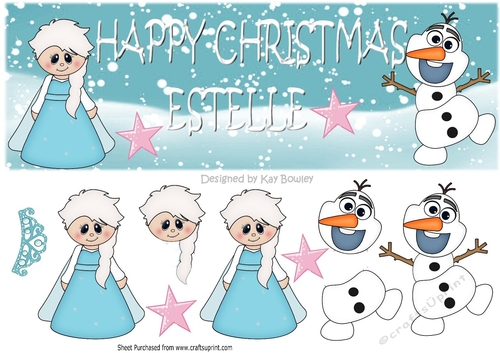 Pretty princess with olaf the snowman with name   ESTELLE  DL