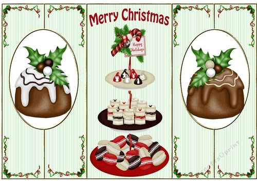 Lovely cut and fold quick card with christmas cookies & cakes