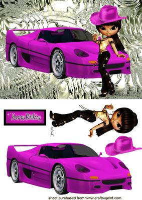 Pink Sports Car, and Cute Girl