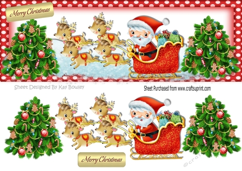 Santa with his reindeers and christmas trees DL