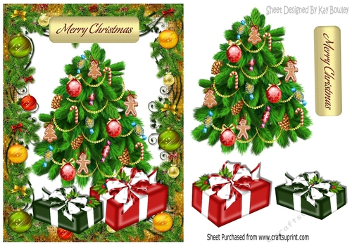 Christmas tree in festive frame with presents