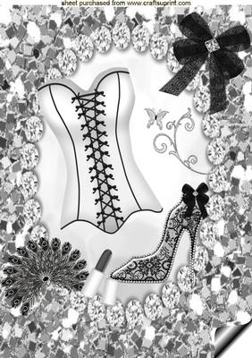 Gorgeous White Basque with Diamonds A4 Topper