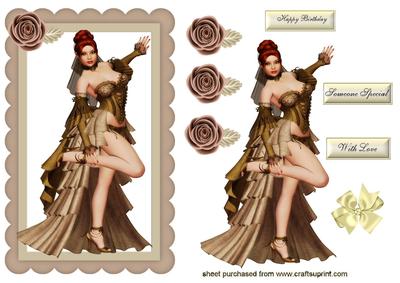 Elegant Lady in Frame with Rose Corners