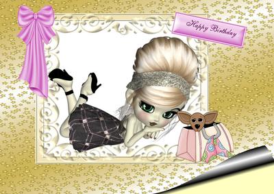 Cute Little Girl with Pooch in a Bag A4 Topper