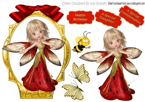 sweet little faerie with bumble bee and butterflies