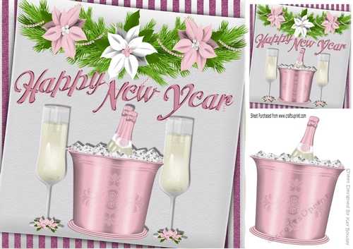 Lovely pink champagne with glasses to celebrate the new year 8x8