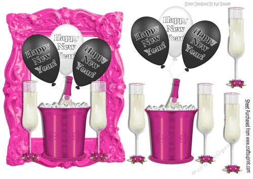 Funky pink to start the new year with balloons and champagne
