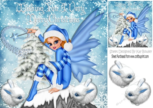 Christmas wish blue faerie 8x8