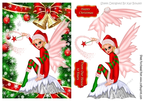 Wishing you a magical christmas, in festive frame with faerie