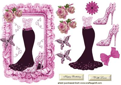 Elegant Pink/burgundy Evening Dress with Accessories